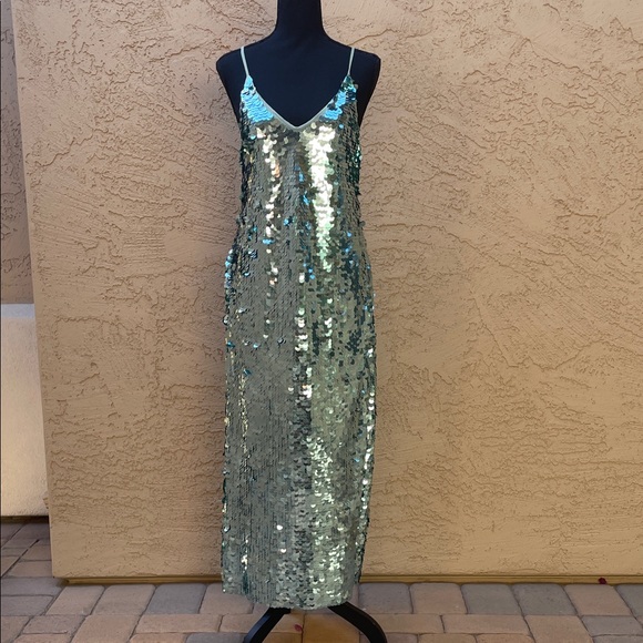 Free People Dresses & Skirts - Free People Shimmering Green Sequin Dress